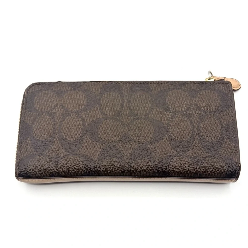 Coach Peyton Signature Accordion Zip Around Wallet (F50180) Canvas & Leather